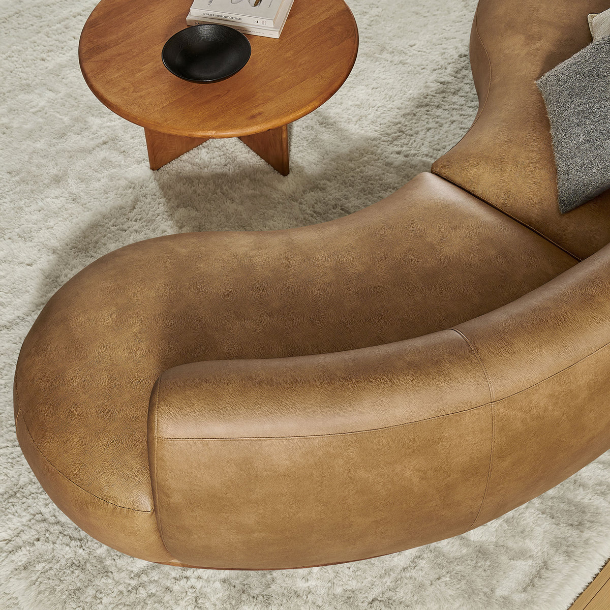 Rialta 2 Piece Curved Vegan Leather Sectional Sofa - Toast