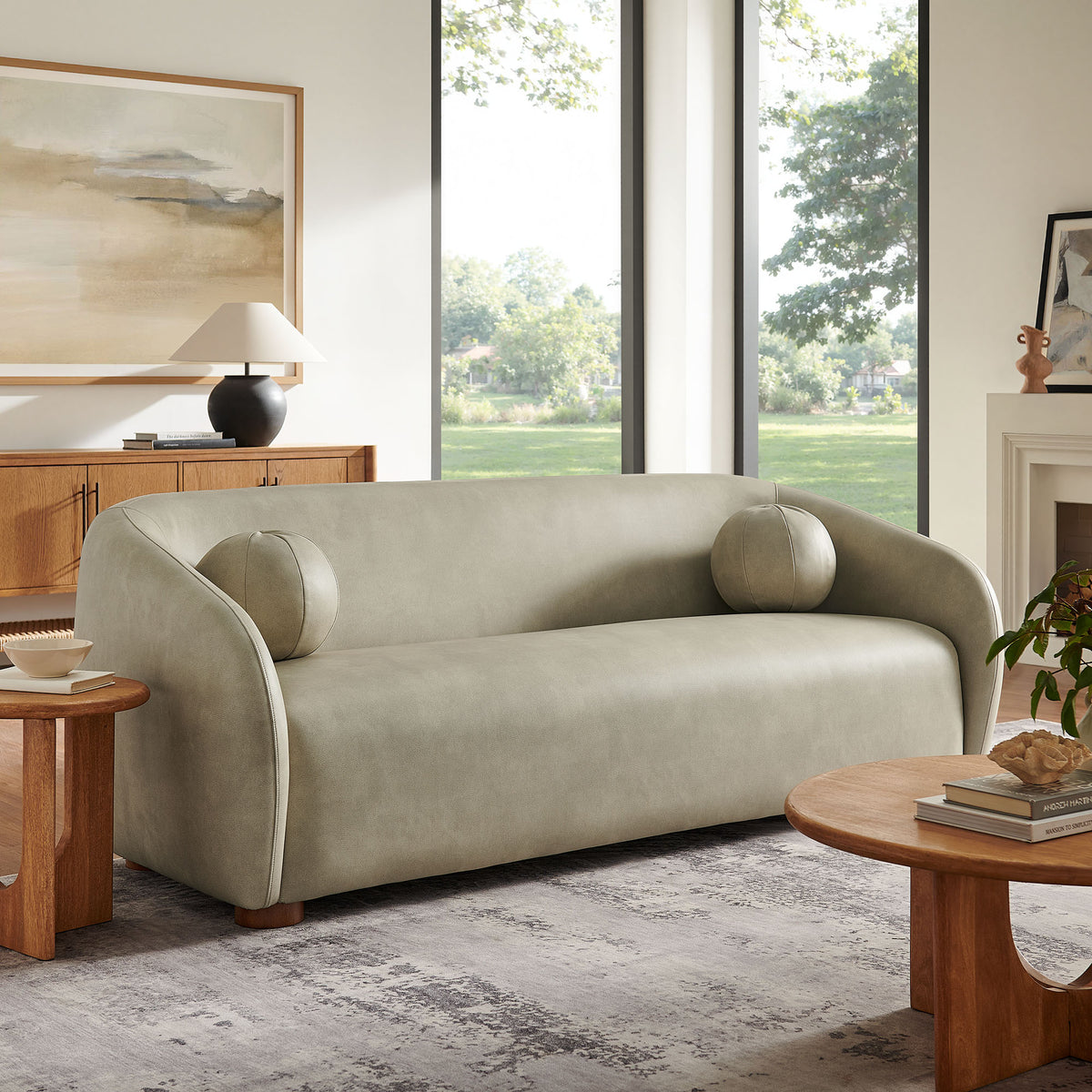Holland 85" Vegan Leather Sofa - Mineral