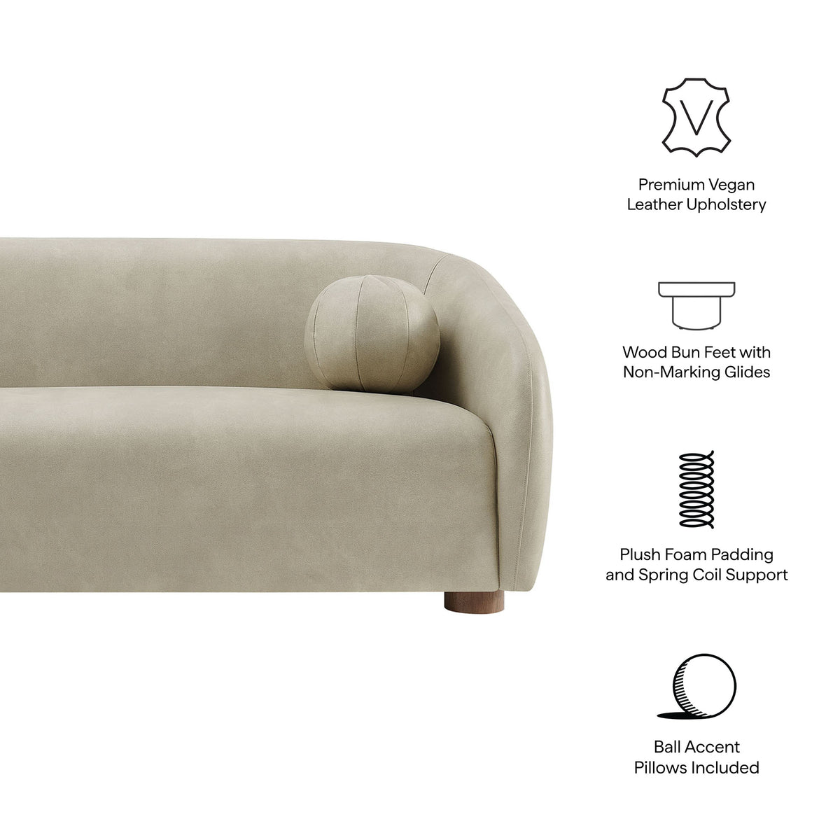 Holland 85" Vegan Leather Sofa - Mineral