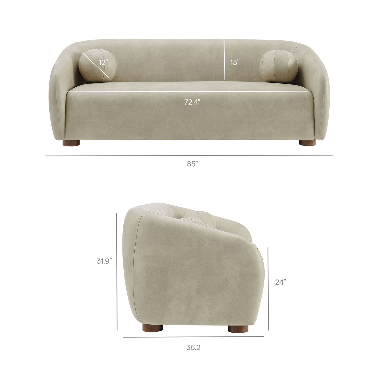 Holland 85" Vegan Leather Sofa - Mineral