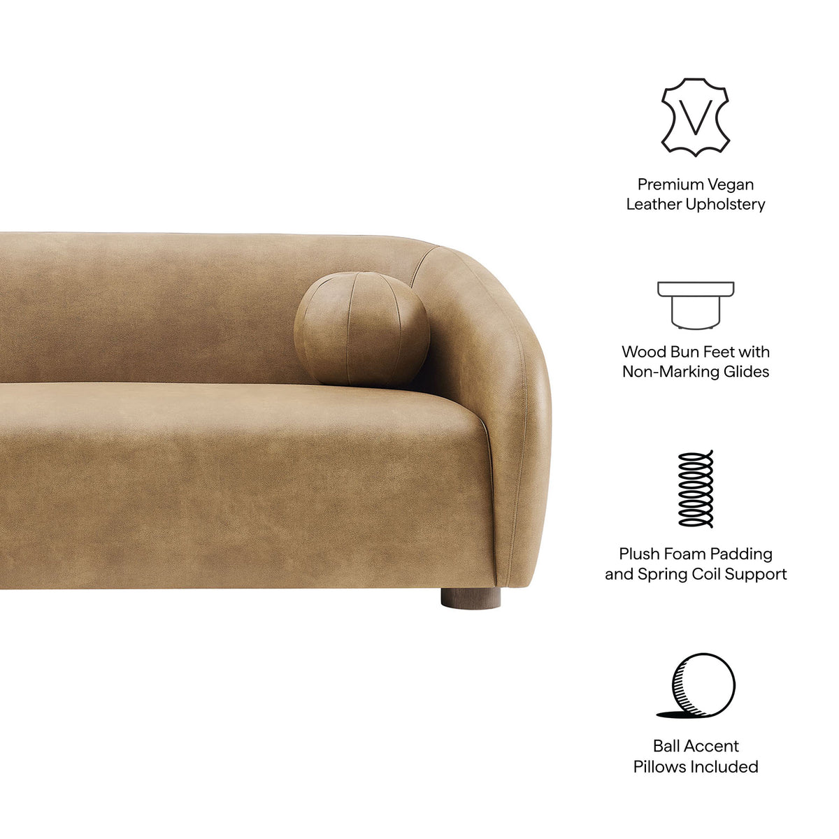 Holland 85" Vegan Leather Sofa - Toast