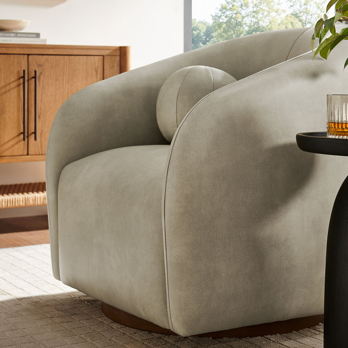 Holland Swivel Vegan Leather Armchair - Mineral