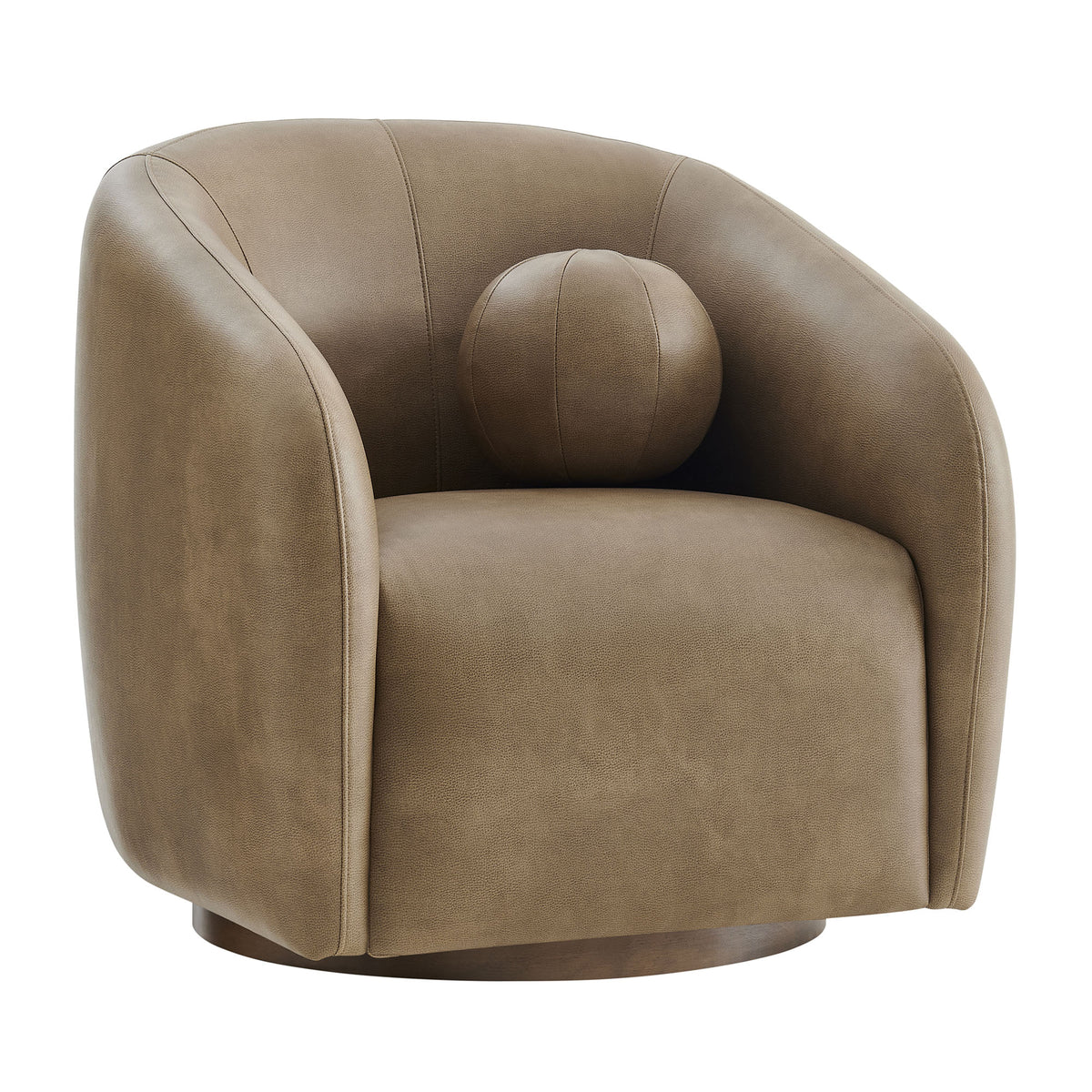 Holland Swivel Vegan Leather Armchair - Mushroom