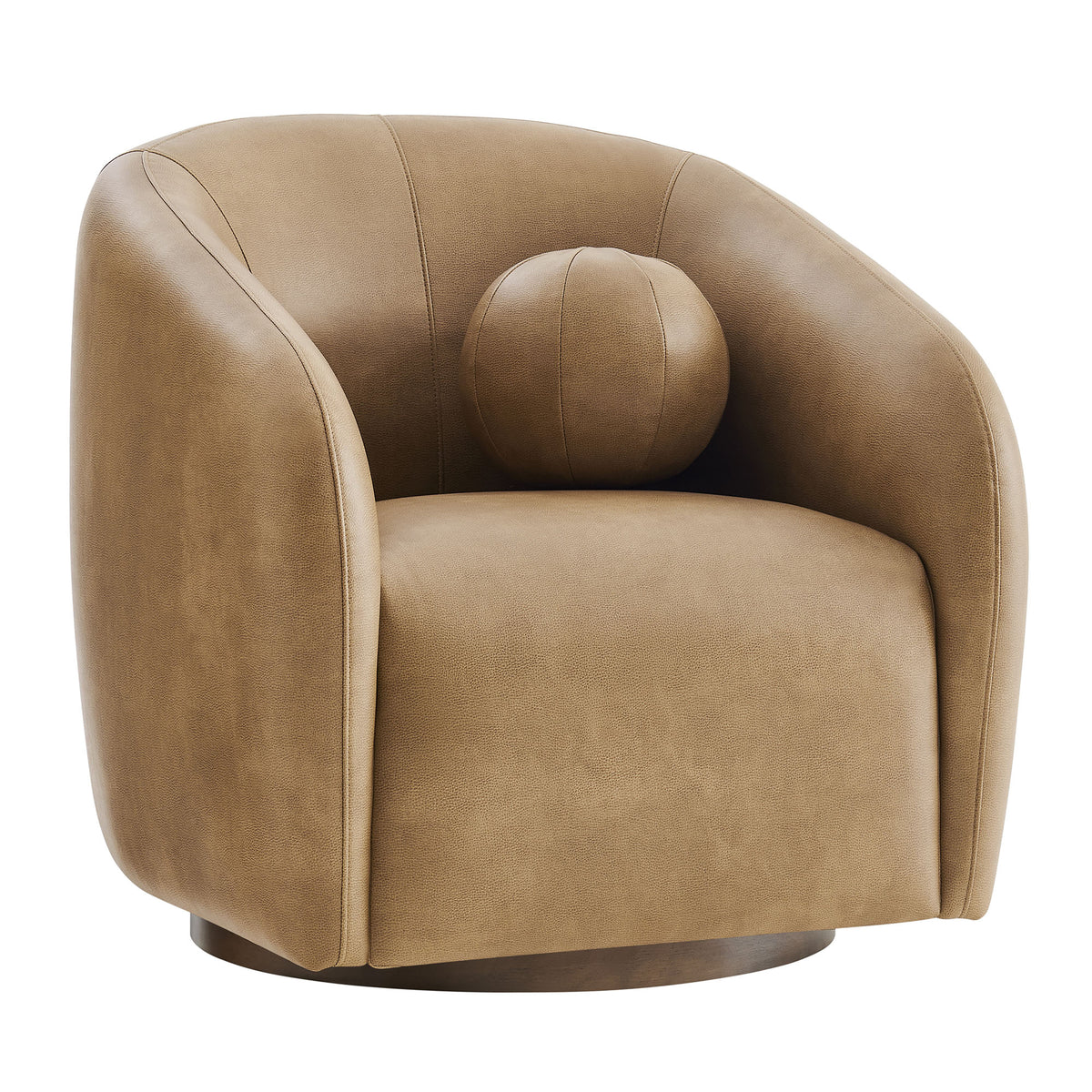 Holland Swivel Vegan Leather Armchair - Toast