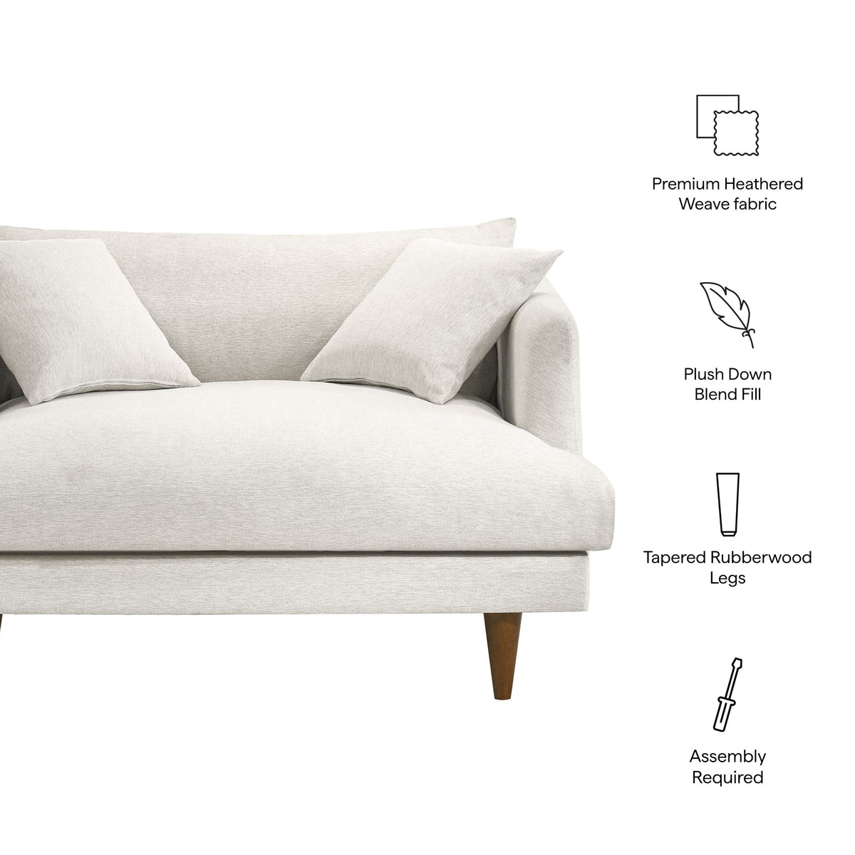 Zoya Down Filled Overstuffed Chair-and-a-Half - Ivory Fabric