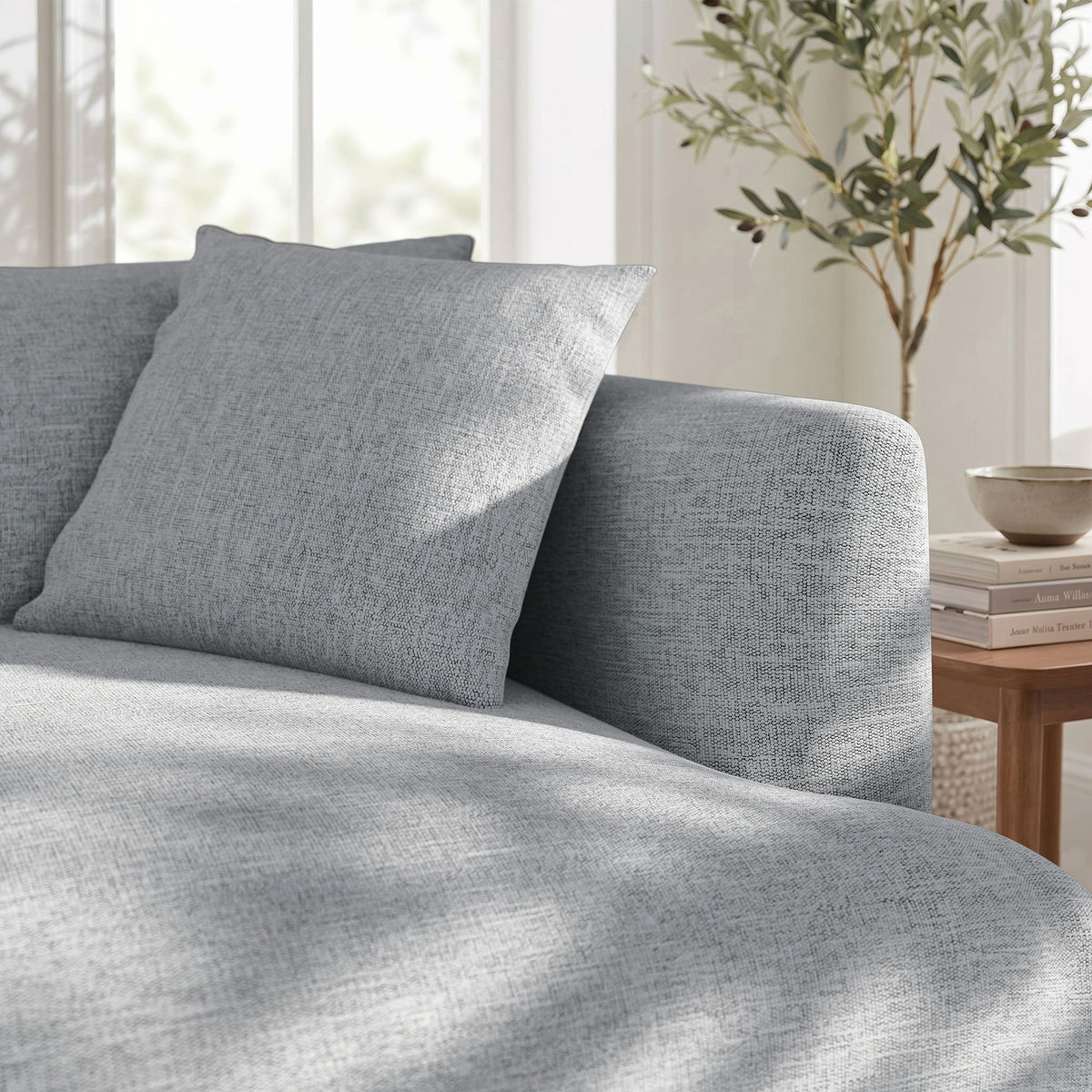 Zoya Down Filled Overstuffed Chair-and-a-Half - Light Gray Fabric