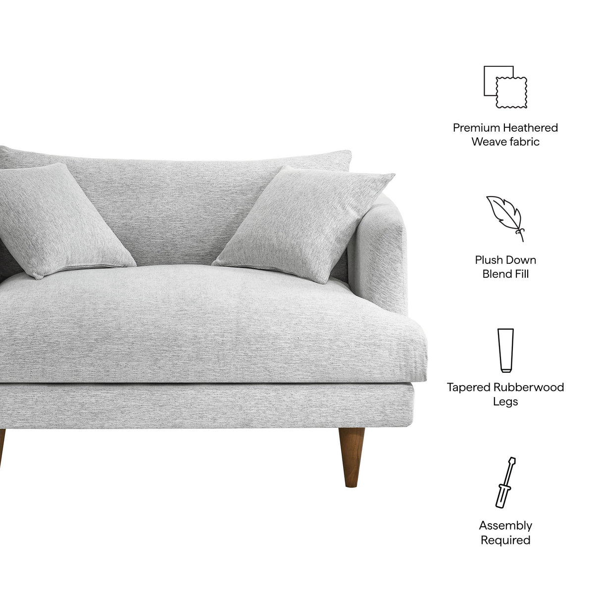 Zoya Down Filled Overstuffed Chair-and-a-Half - Light Gray Fabric