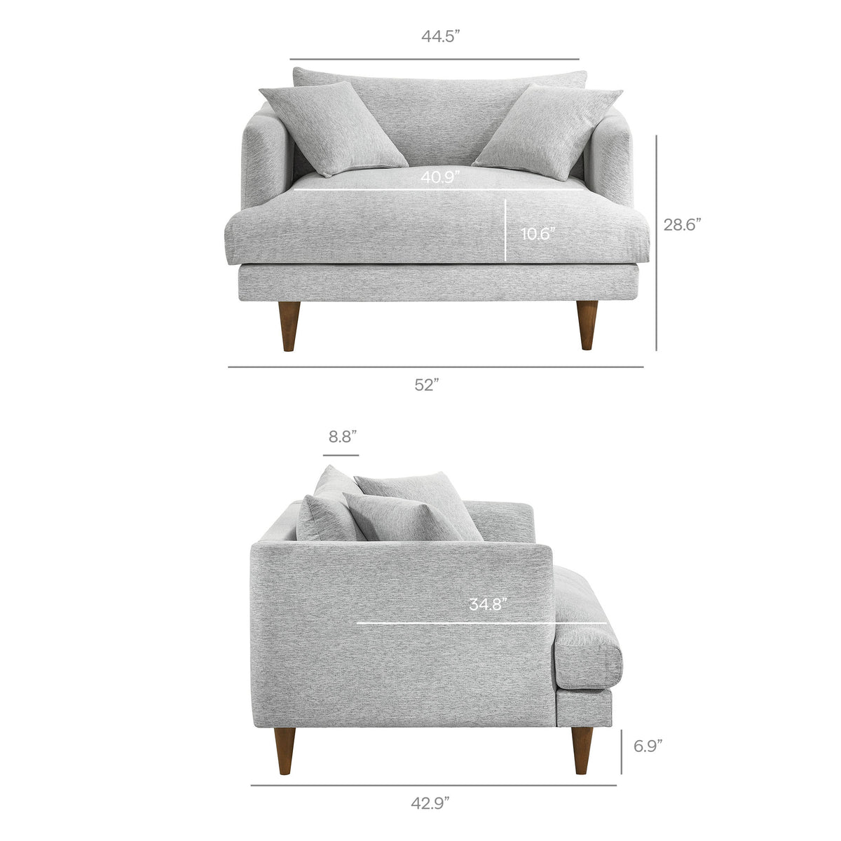 Zoya Down Filled Overstuffed Chair-and-a-Half - Light Gray Fabric