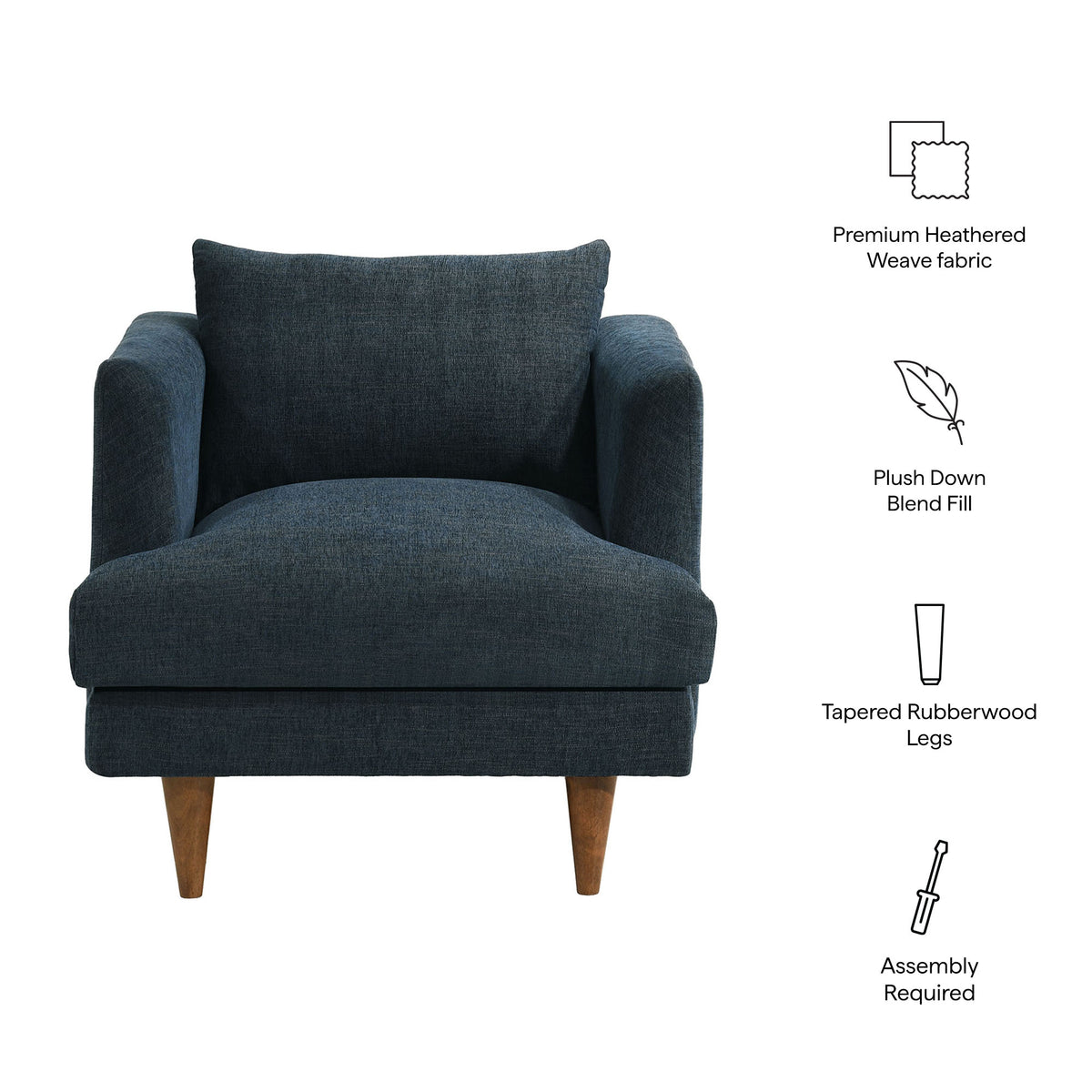 Zoya Down Filled Overstuffed Armchair - Azure