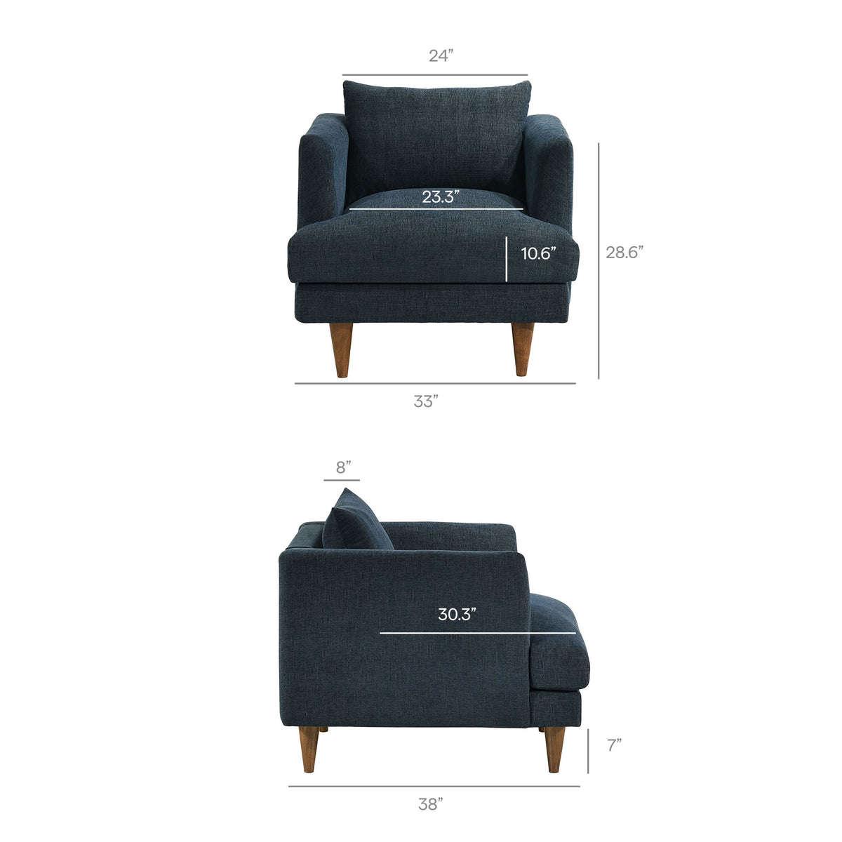 Zoya Down Filled Overstuffed Armchair - Azure