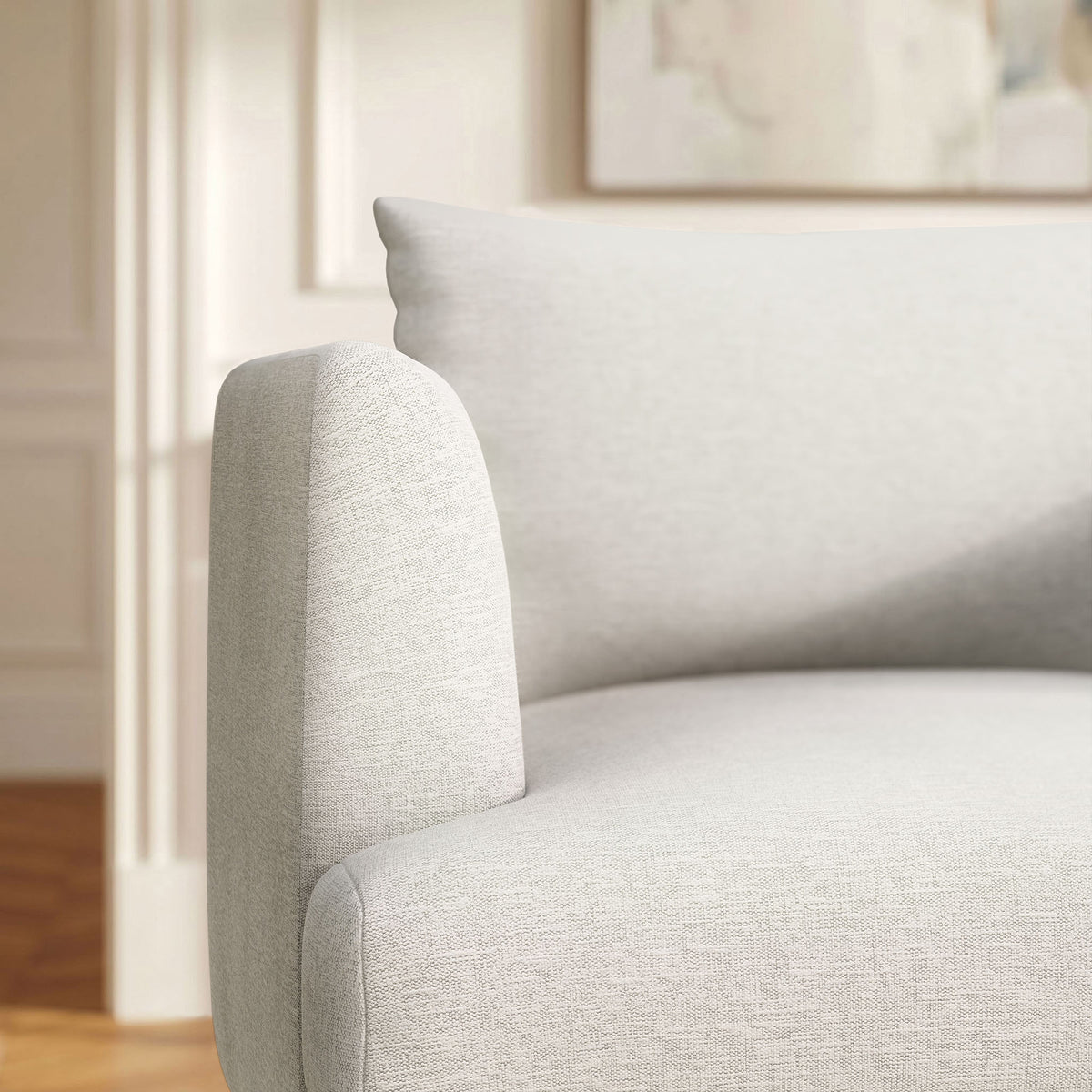 Zoya Down Filled Overstuffed Armchair - Ivory Fabric