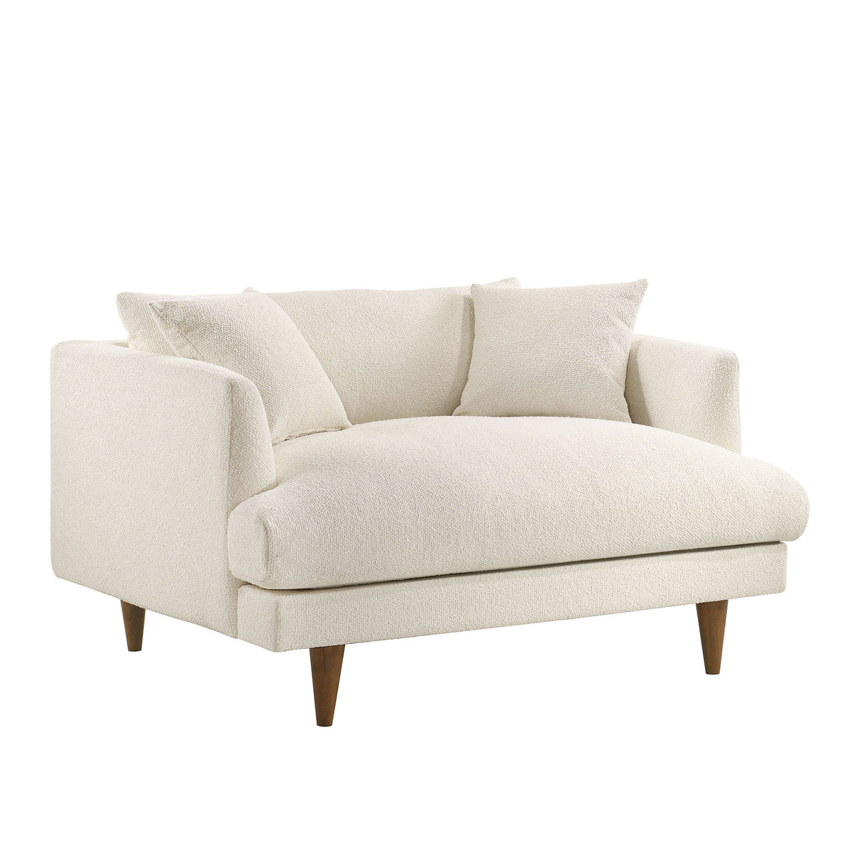 Zoya Down Filled Overstuffed Boucle Chair-and-a-Half - Cream