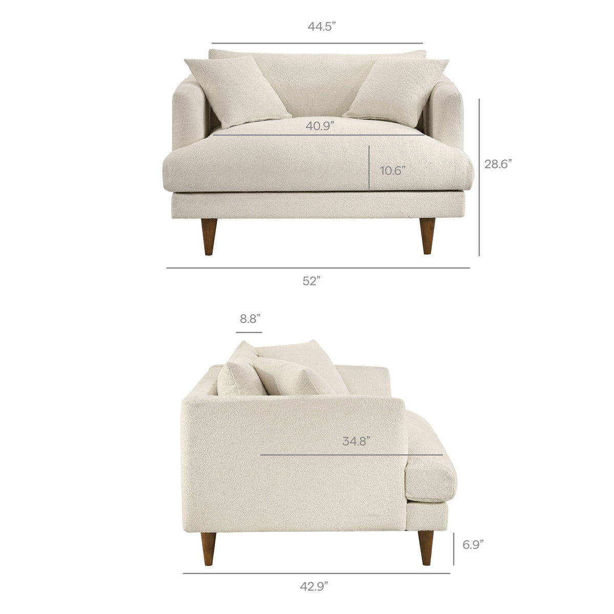 Zoya Down Filled Overstuffed Boucle Chair-and-a-Half - Cream