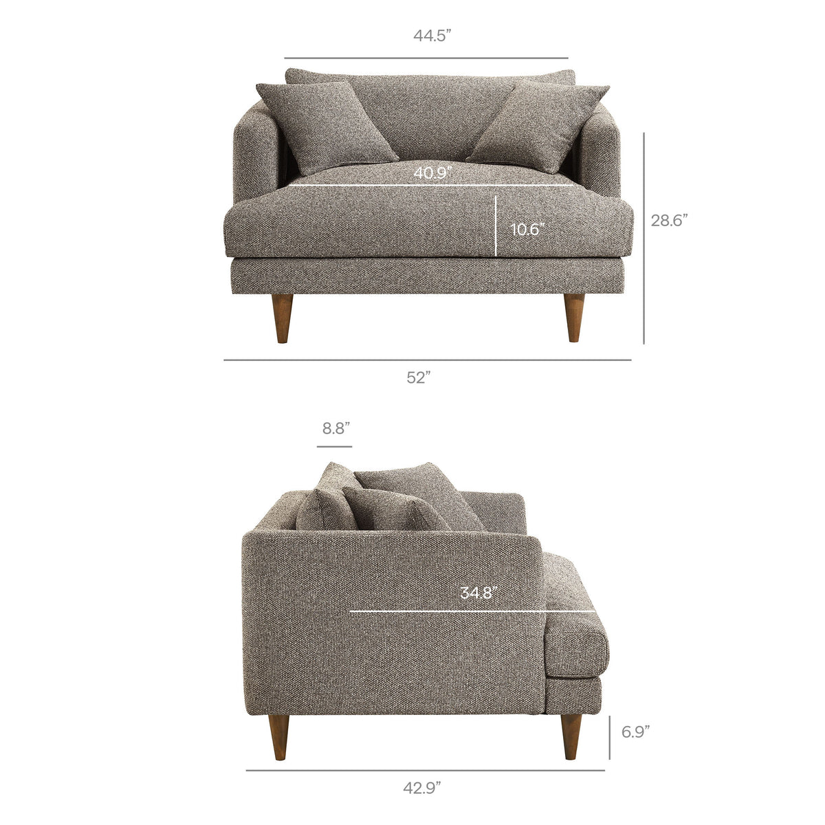 Zoya Down Filled Overstuffed Boucle Chair-and-a-Half - Earth