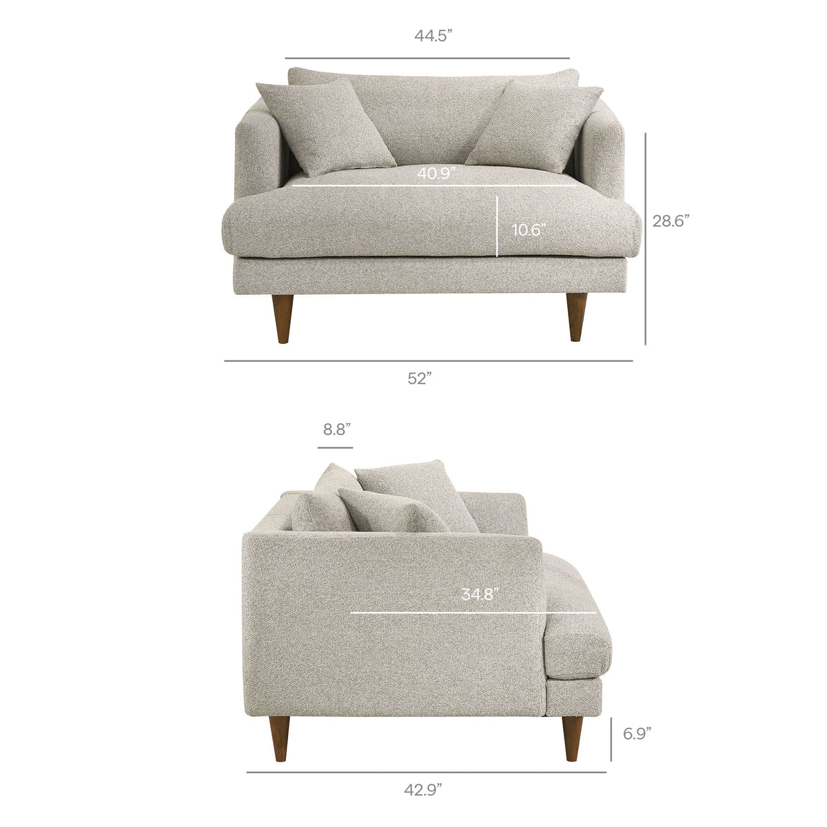 Zoya Down Filled Overstuffed Boucle Chair-and-a-Half - Fog