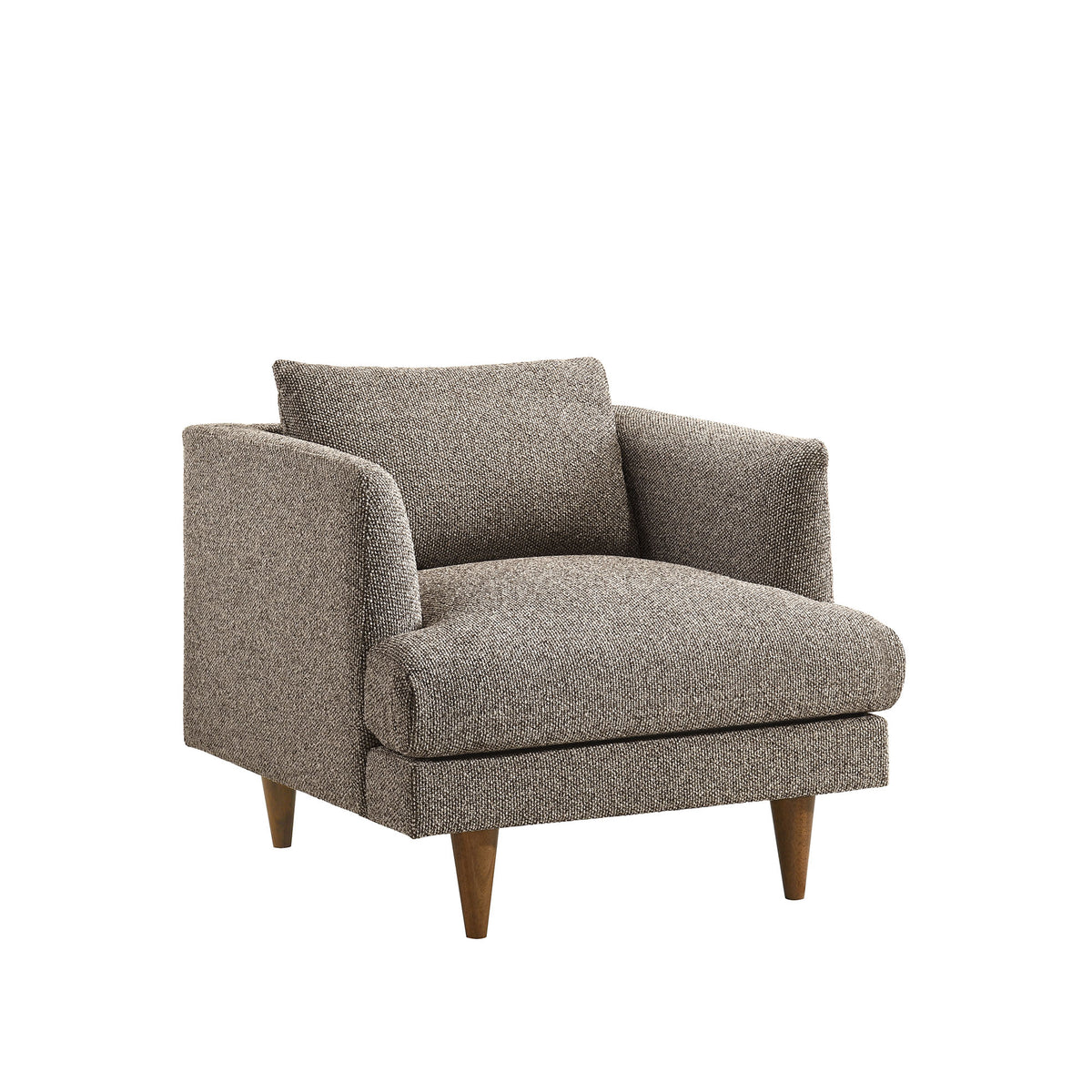Zoya Down Filled Overstuffed Boucle Armchair - Earth