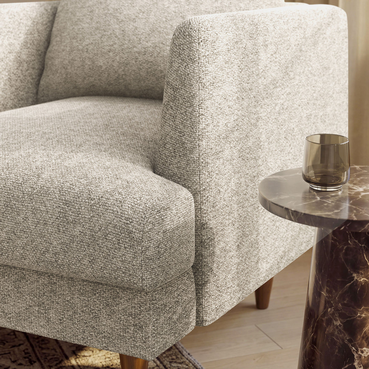 Zoya Down Filled Overstuffed Boucle Armchair - Fog