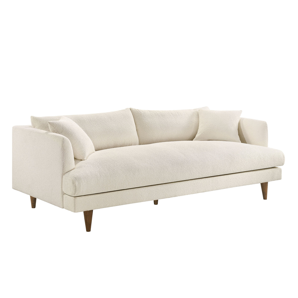 Zoya Down Filled Overstuffed Boucle Sofa - Cream