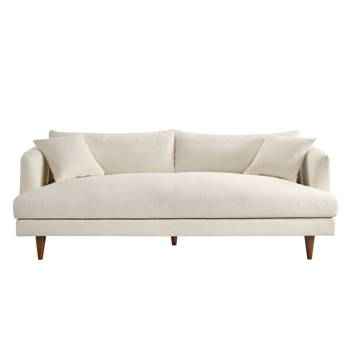 Zoya Down Filled Overstuffed Boucle Sofa - Cream