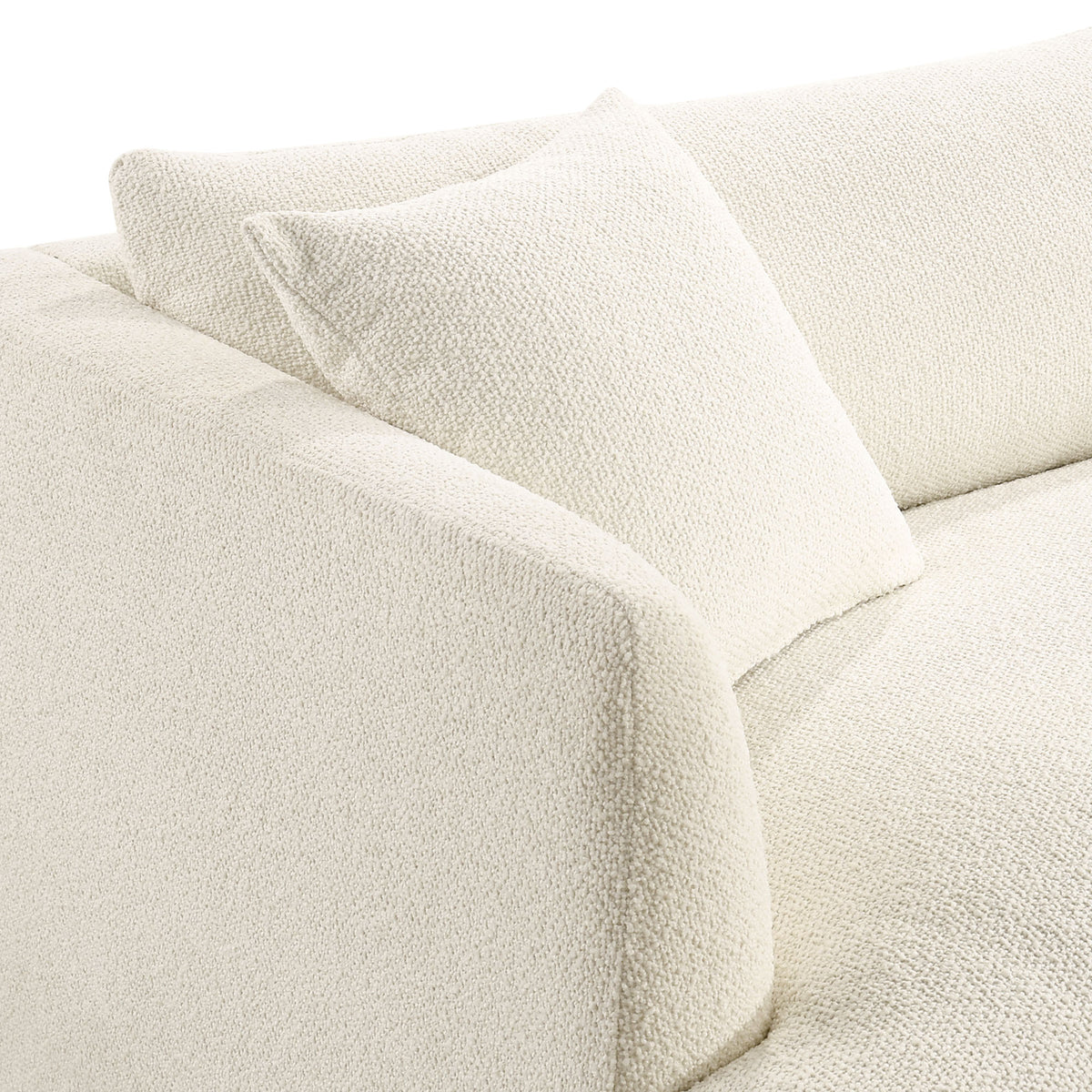 Zoya Down Filled Overstuffed Boucle Sofa - Cream
