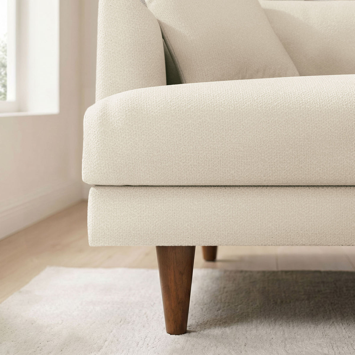 Zoya Down Filled Overstuffed Boucle Sofa - Cream