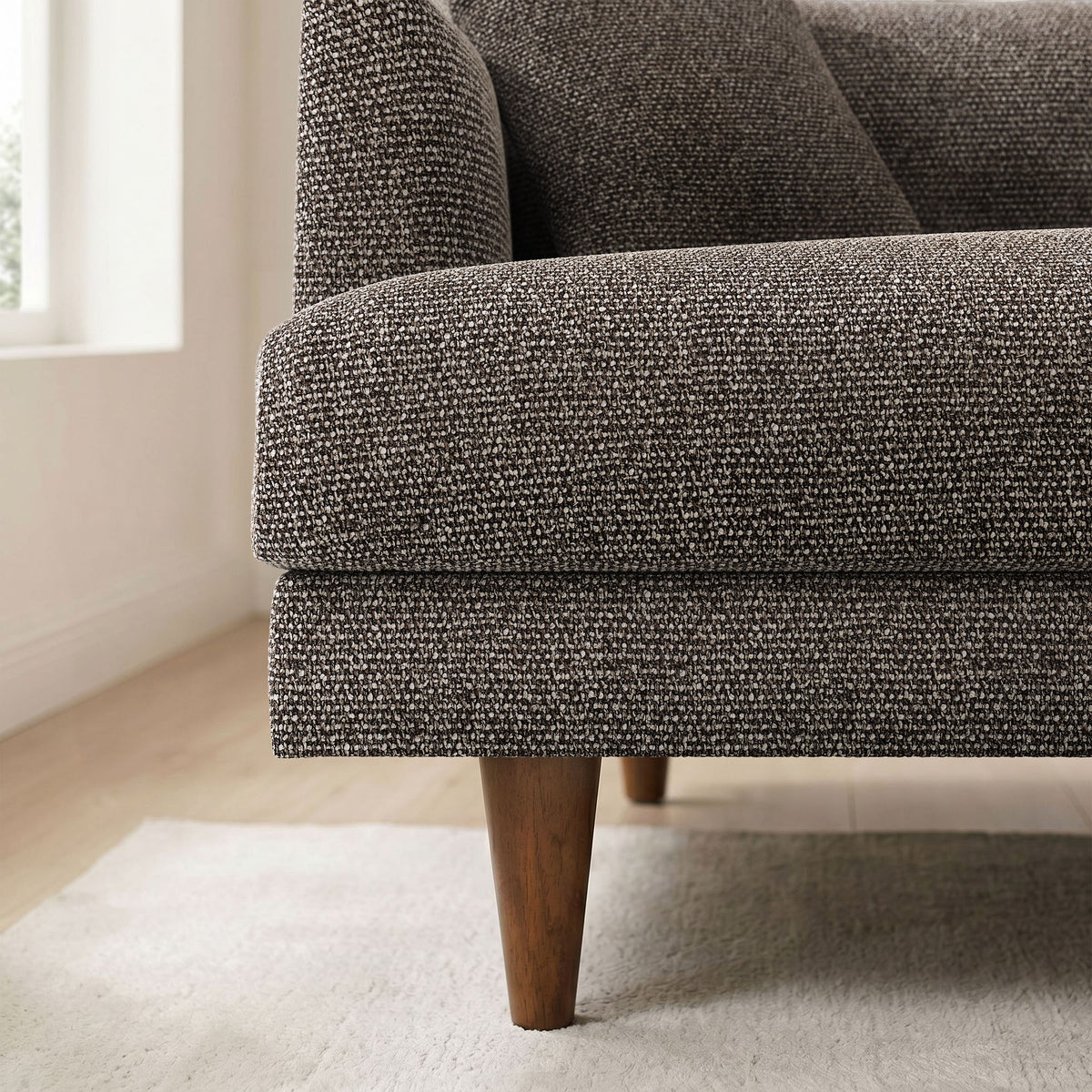 Zoya Down Filled Overstuffed Boucle Sofa - Earth