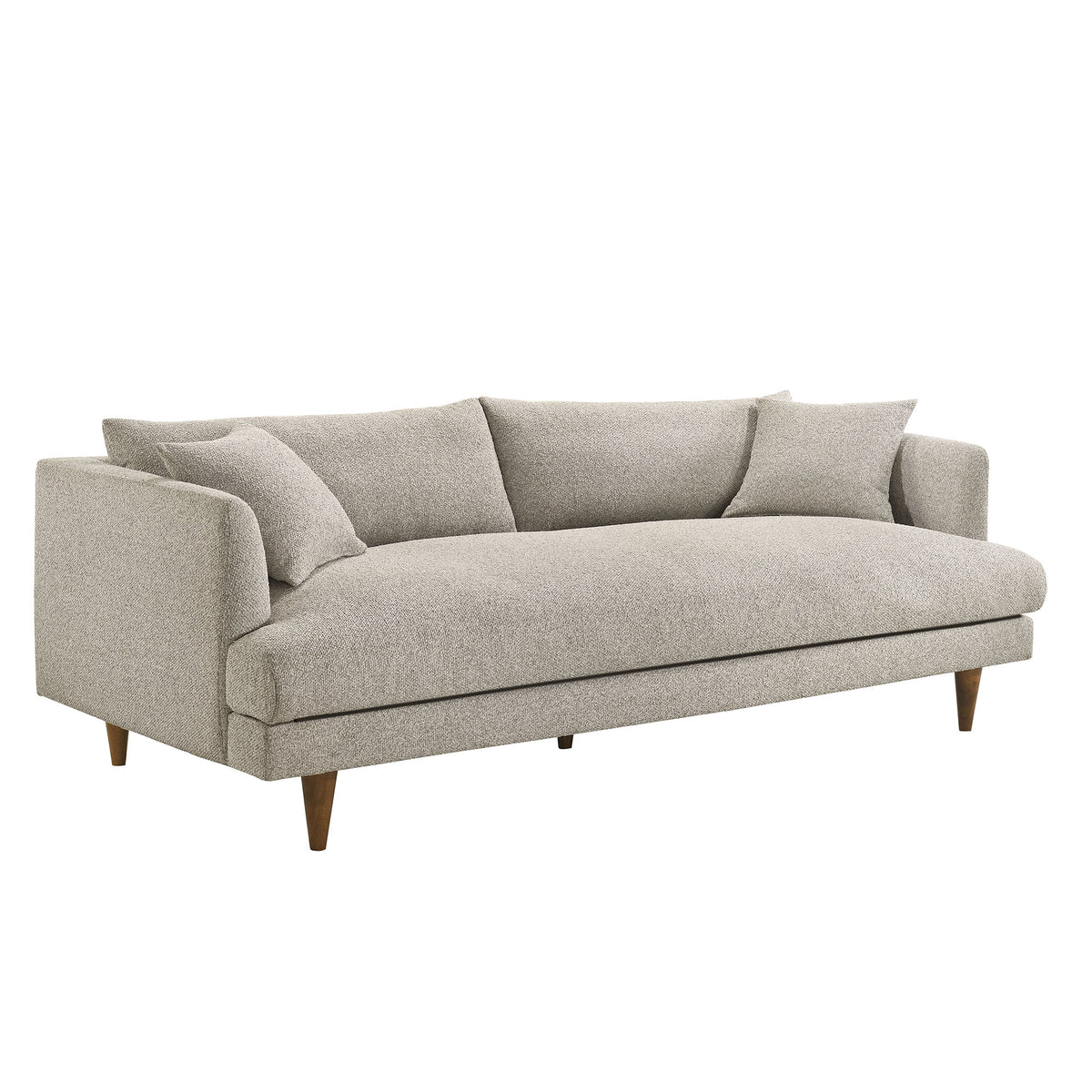 Zoya Down Filled Overstuffed Boucle Sofa - Fog