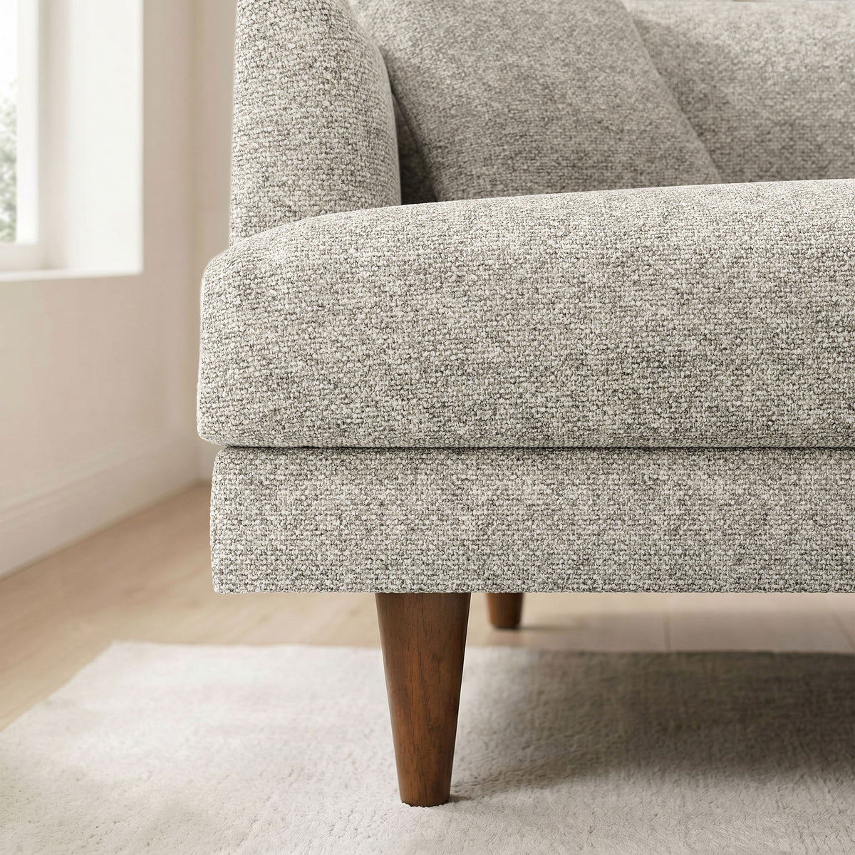 Zoya Down Filled Overstuffed Boucle Sofa - Fog