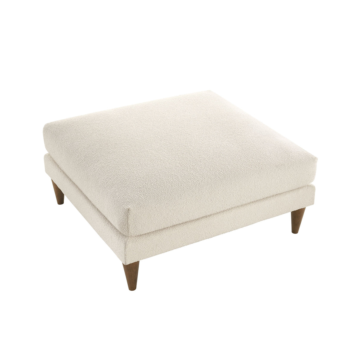 Zoya Down Filled Overstuffed Boucle Ottoman - Cream