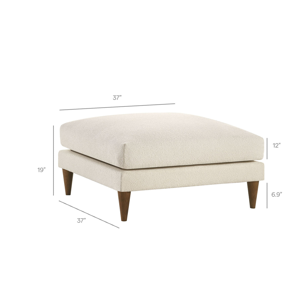 Zoya Down Filled Overstuffed Boucle Ottoman - Cream