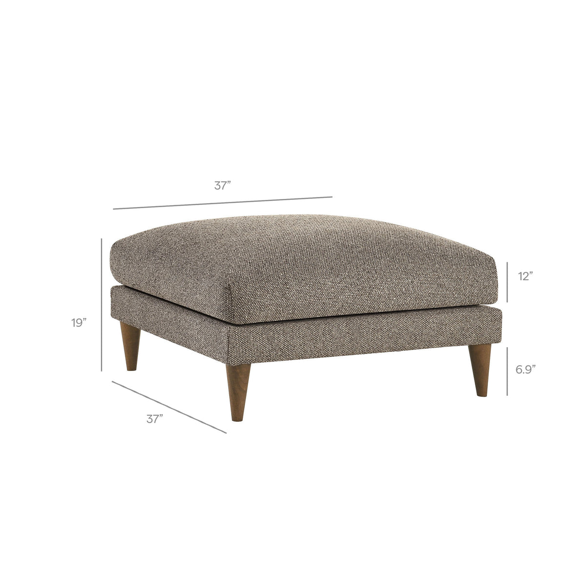 Zoya Down Filled Overstuffed Boucle Ottoman - Earth