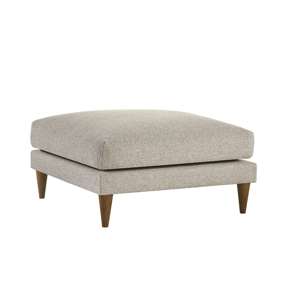 Zoya Down Filled Overstuffed Boucle Ottoman - Fog