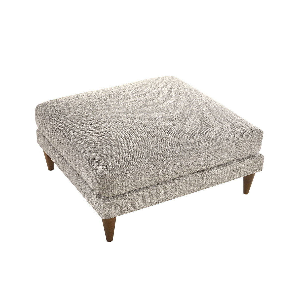 Zoya Down Filled Overstuffed Boucle Ottoman - Fog