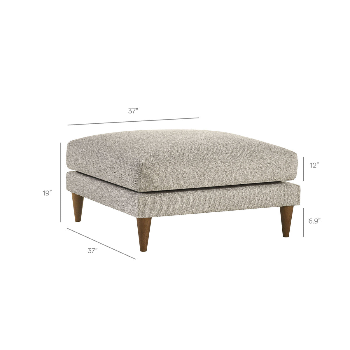 Zoya Down Filled Overstuffed Boucle Ottoman - Fog