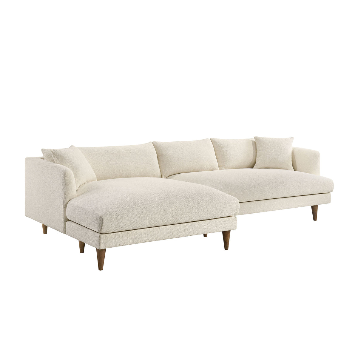Zoya Left-Facing Down Filled Overstuffed Boucle Sectional Sofa - Cream