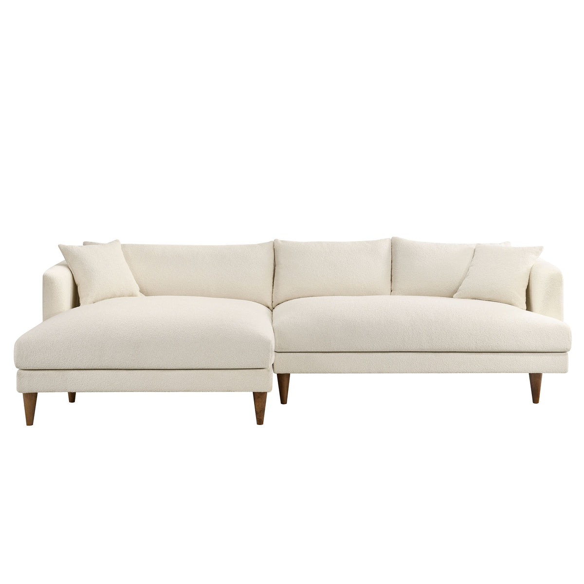 Zoya Left-Facing Down Filled Overstuffed Boucle Sectional Sofa - Cream