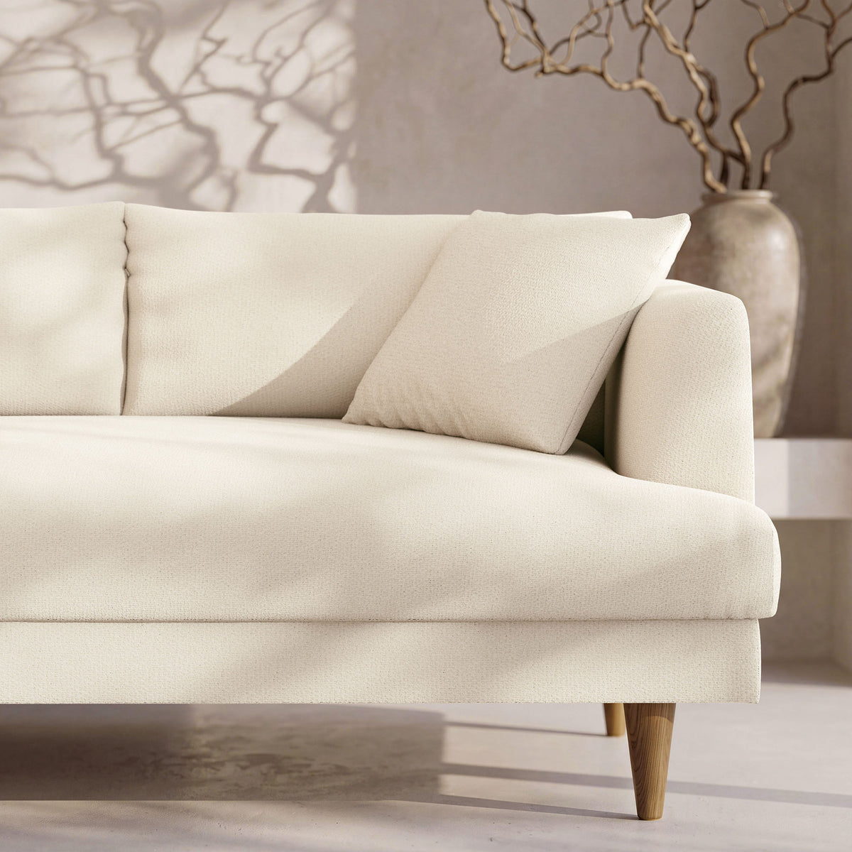 Zoya Left-Facing Down Filled Overstuffed Boucle Sectional Sofa - Cream
