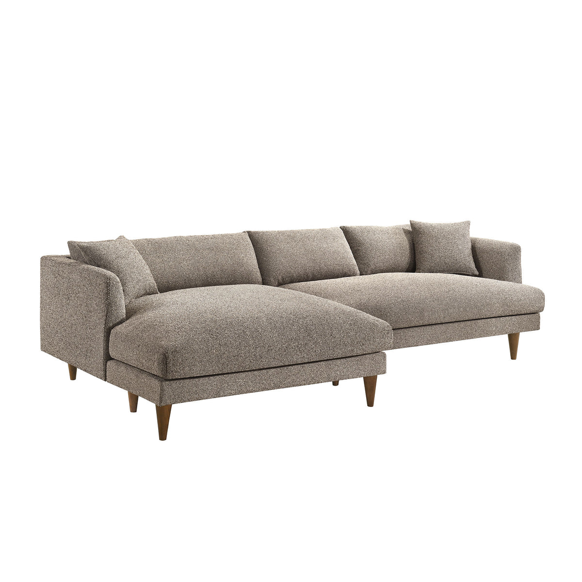 Zoya Left-Facing Down Filled Overstuffed Boucle Sectional Sofa - Earth
