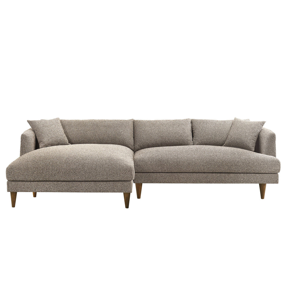 Zoya Left-Facing Down Filled Overstuffed Boucle Sectional Sofa - Earth