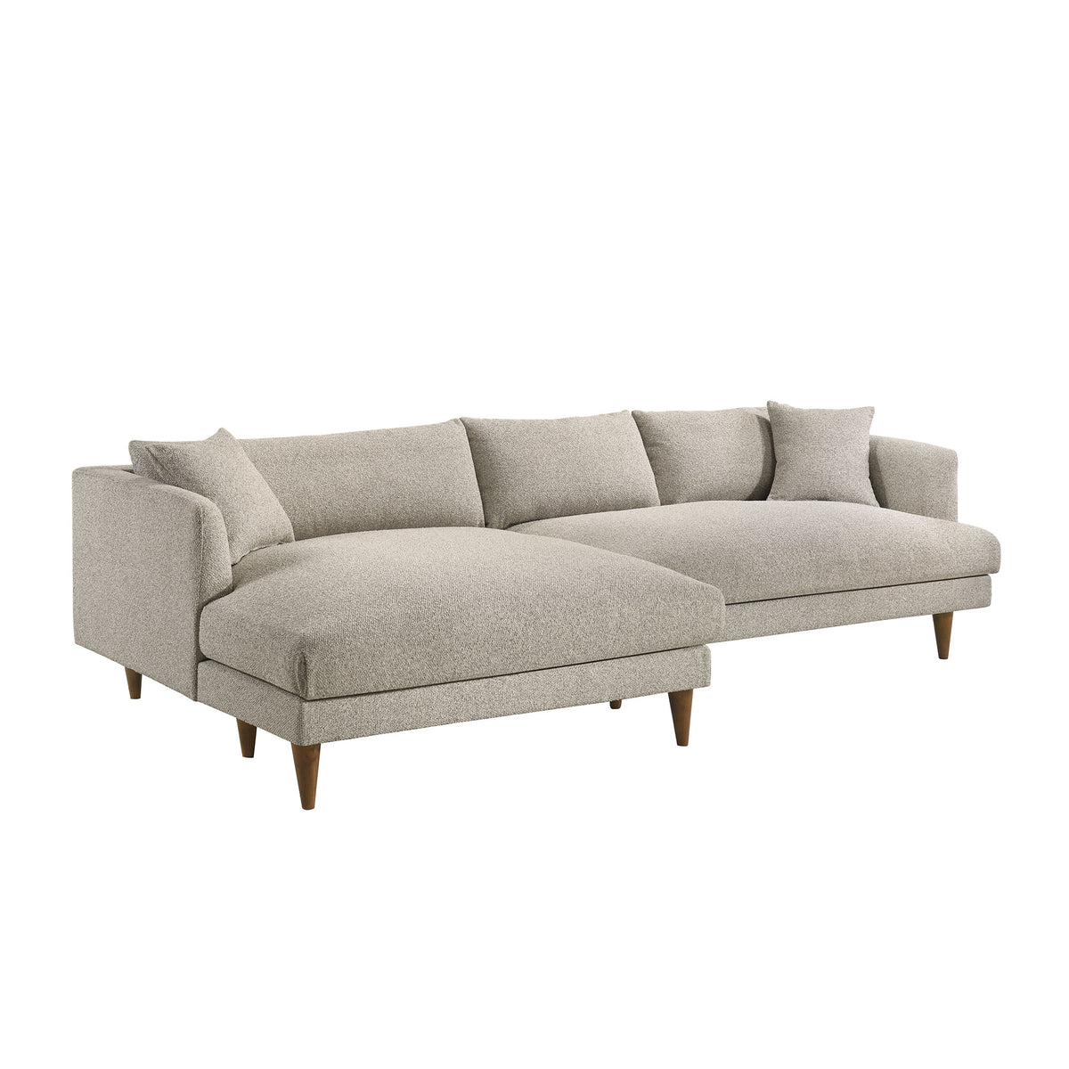 Zoya Left-Facing Down Filled Overstuffed Boucle Sectional Sofa - Fog