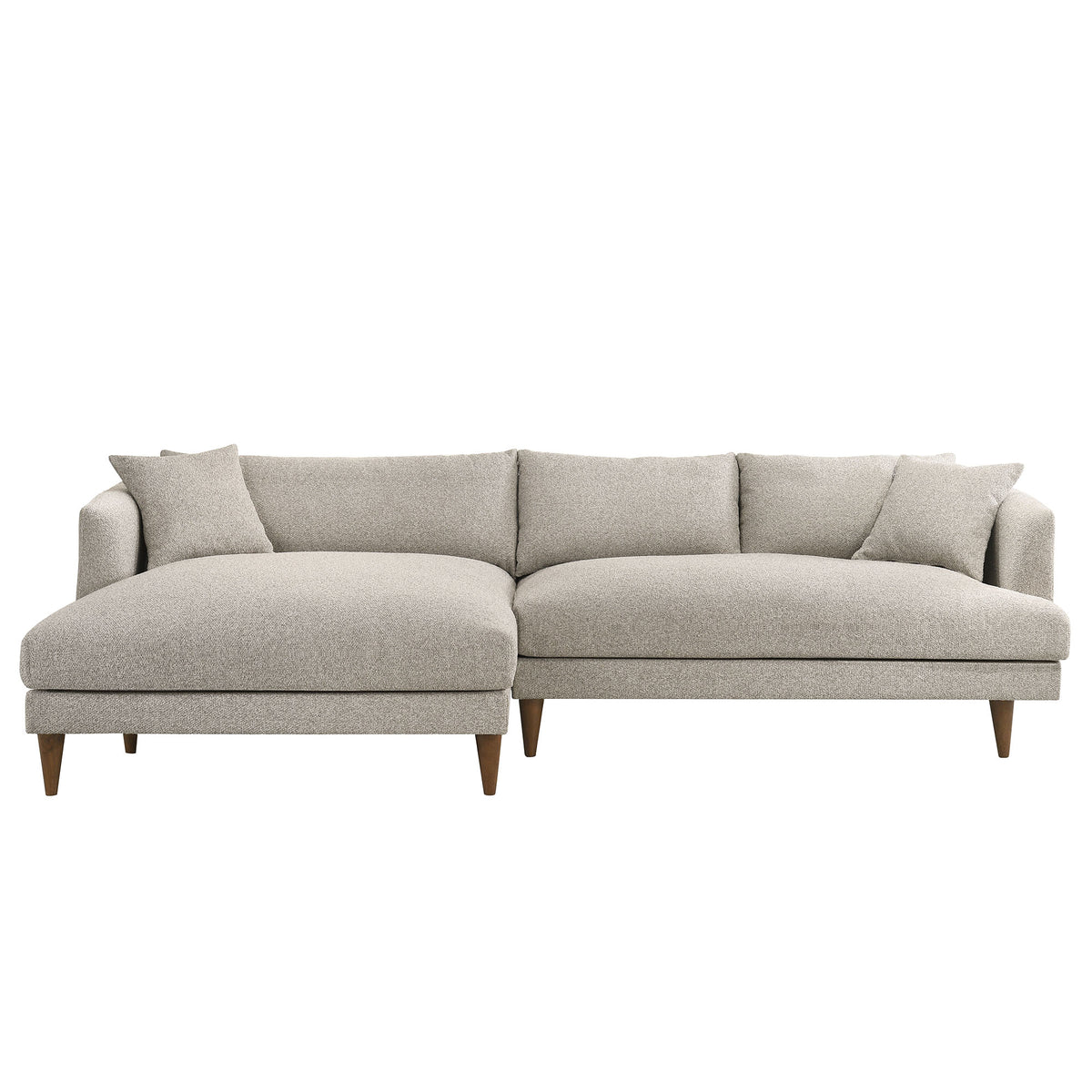 Zoya Left-Facing Down Filled Overstuffed Boucle Sectional Sofa - Fog