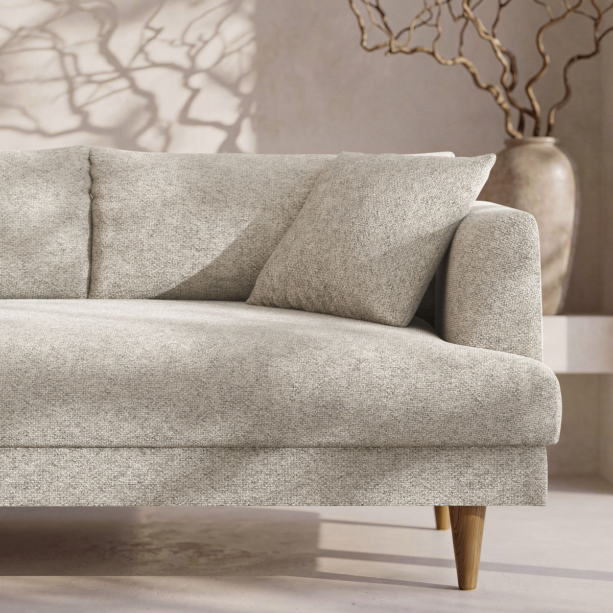 Zoya Left-Facing Down Filled Overstuffed Boucle Sectional Sofa - Fog