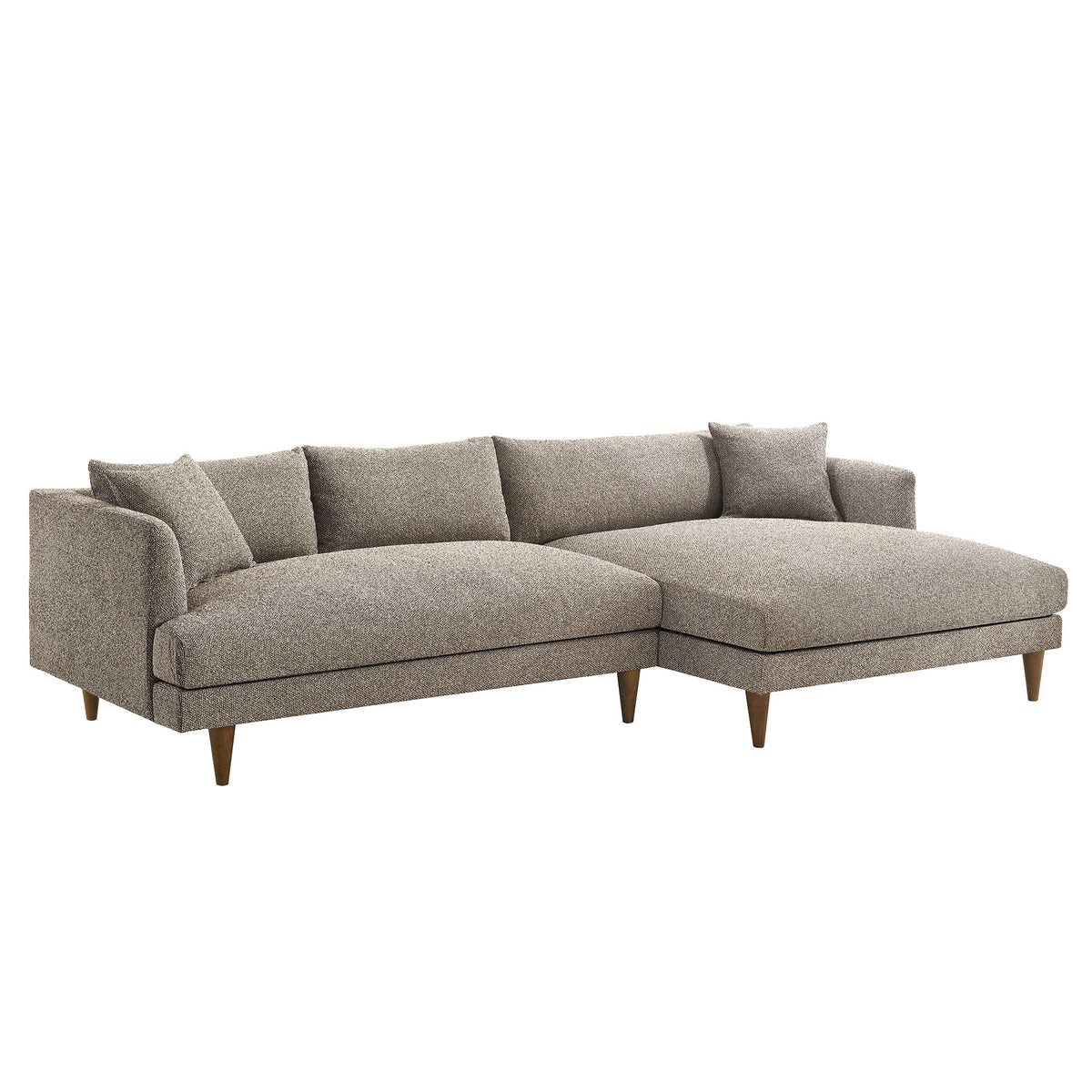 Zoya Right-Facing Down Filled Overstuffed Boucle Sectional Sofa - Earth