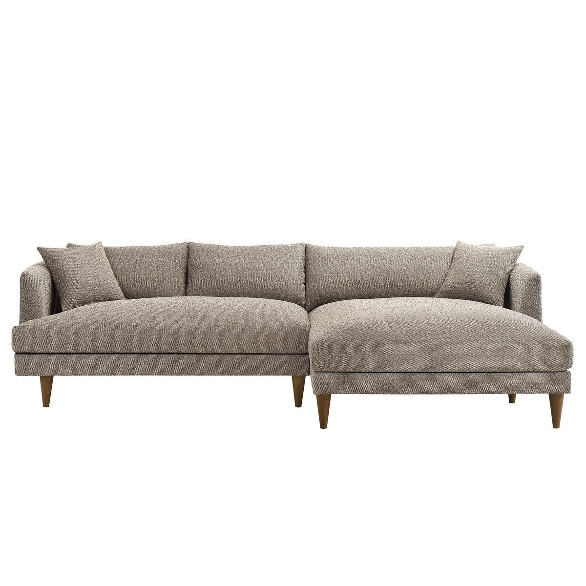 Zoya Right-Facing Down Filled Overstuffed Boucle Sectional Sofa - Earth