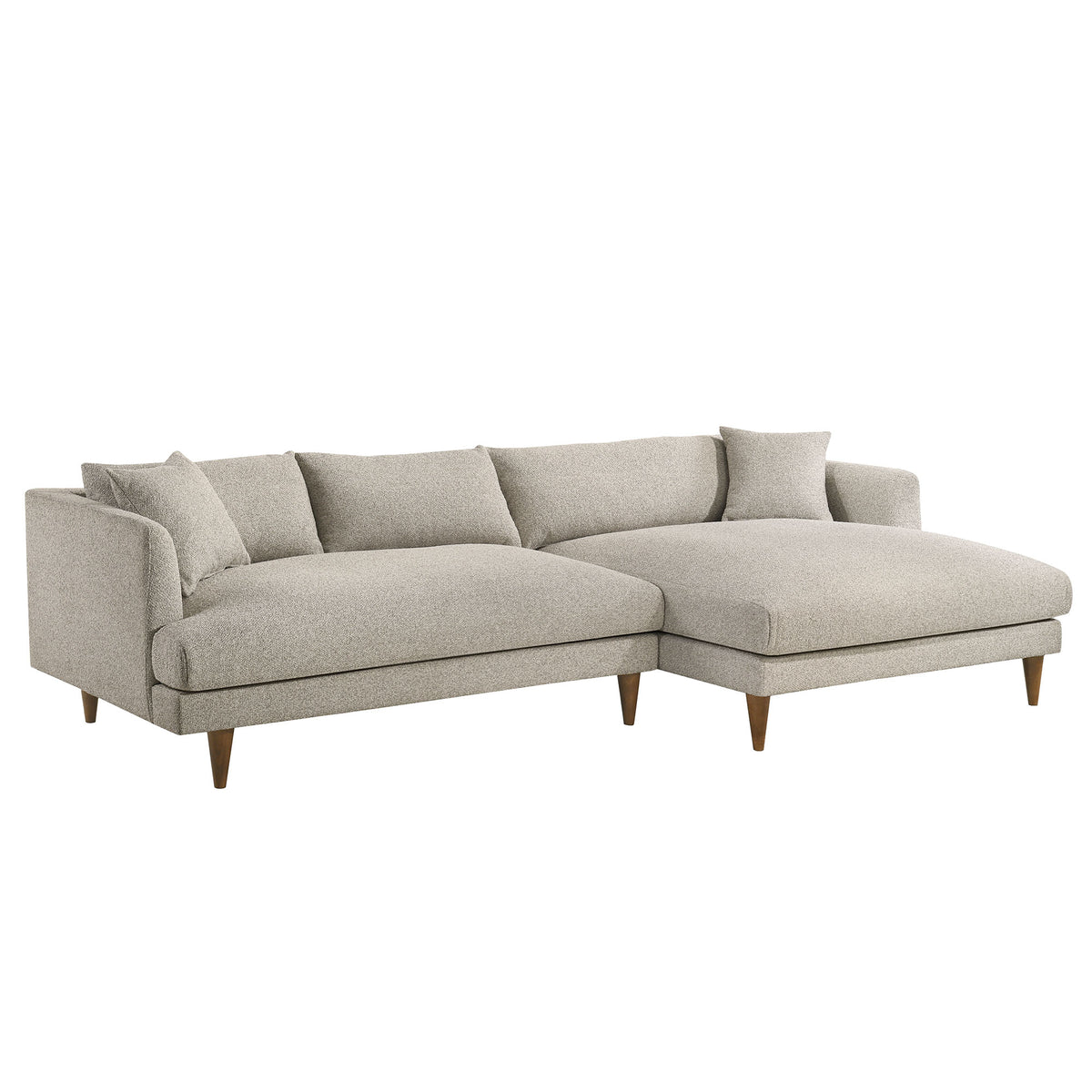 Zoya Right-Facing Down Filled Overstuffed Boucle Sectional Sofa - Fog