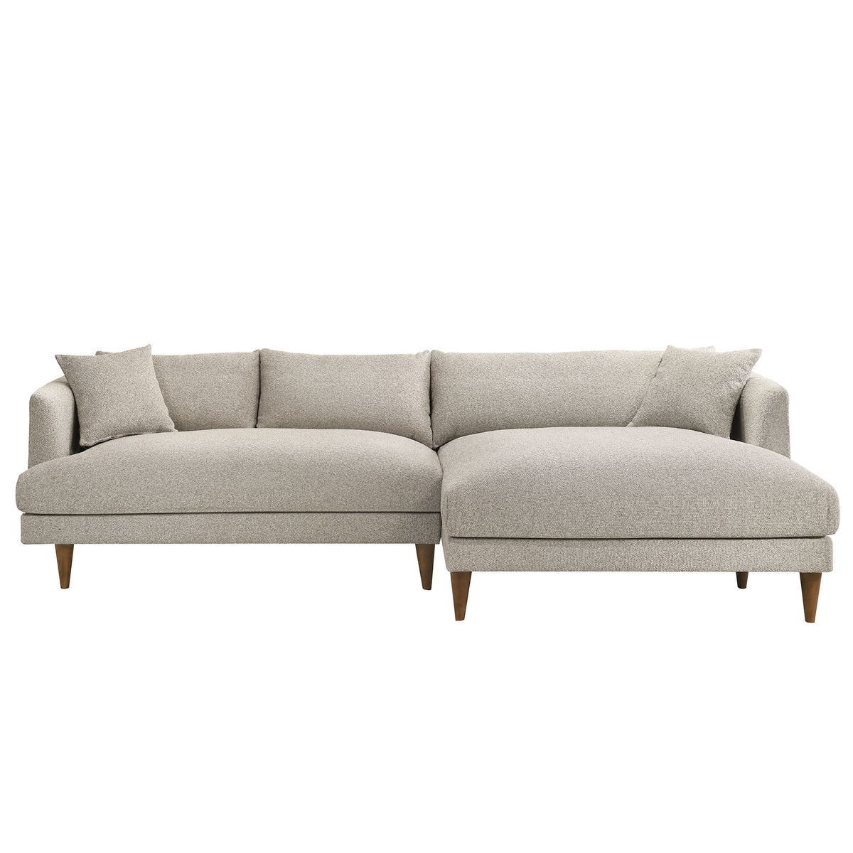 Zoya Right-Facing Down Filled Overstuffed Boucle Sectional Sofa - Fog