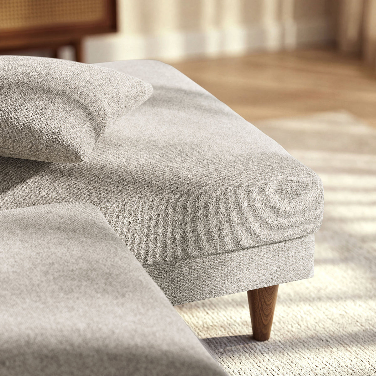 Zoya Right-Facing Down Filled Overstuffed Boucle Sectional Sofa - Fog