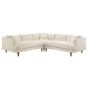 Zoya 3 Piece Down Filled Overstuffed Boucle Sectional Sofa - Cream