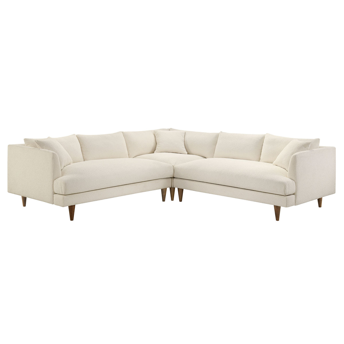 Zoya 3 Piece Down Filled Overstuffed Boucle Sectional Sofa - Cream