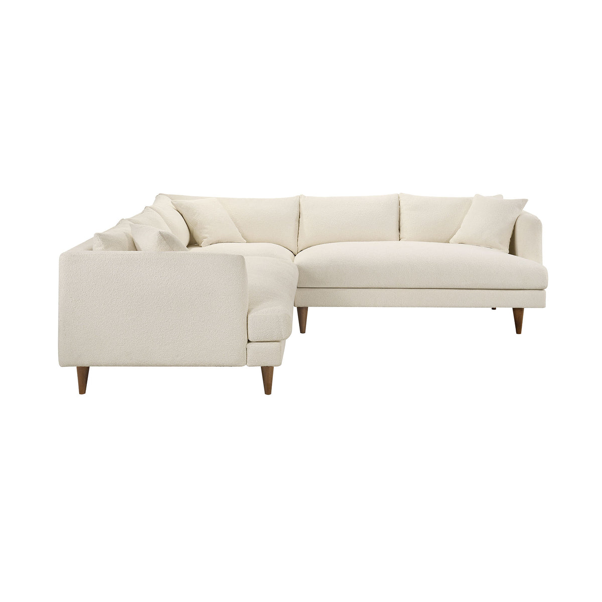 Zoya 3 Piece Down Filled Overstuffed Boucle Sectional Sofa - Cream